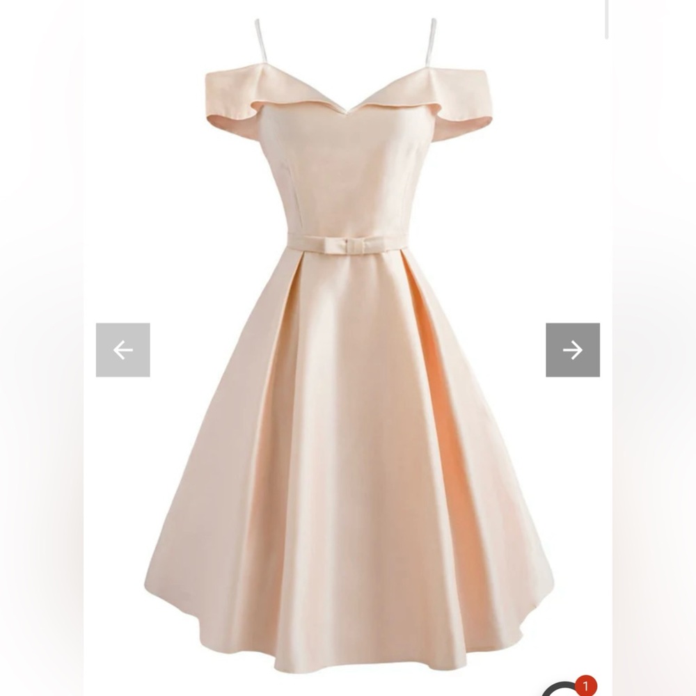Retro Stage 1950s Off Shoulder Satin Bo w Vintage Swing Dress
